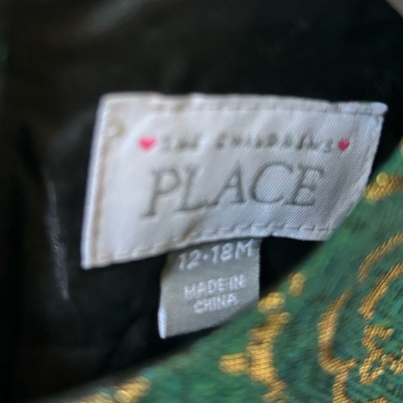 Baby Girl Holiday Dress. Gorgeous Green and Gold. - Picture 5 of 6